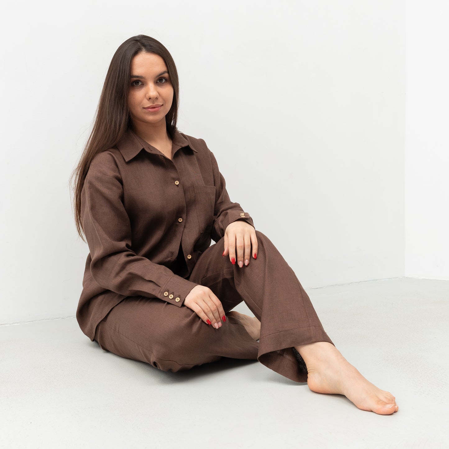 Women`s Linen Pajama Set