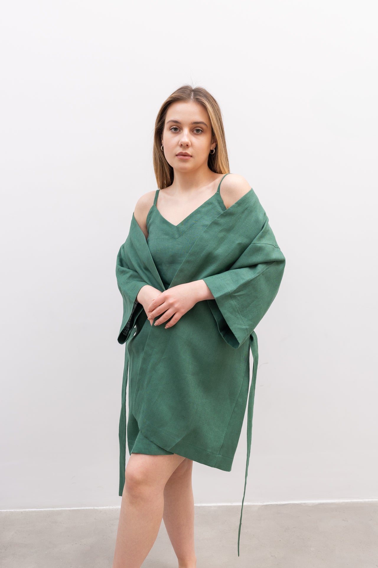 Short Linen Robe for Women