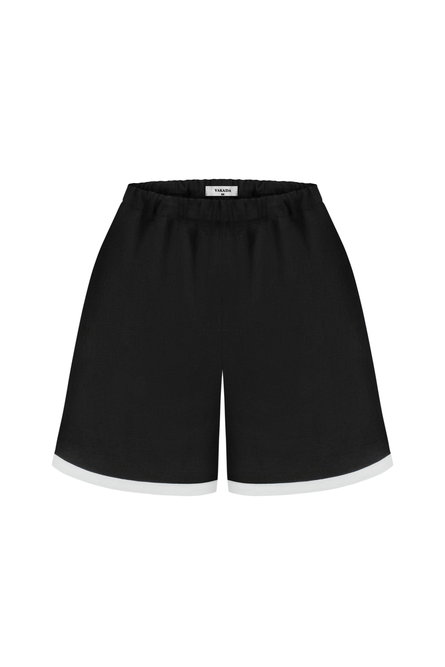 Black Women's Linen Shorts with White Trim