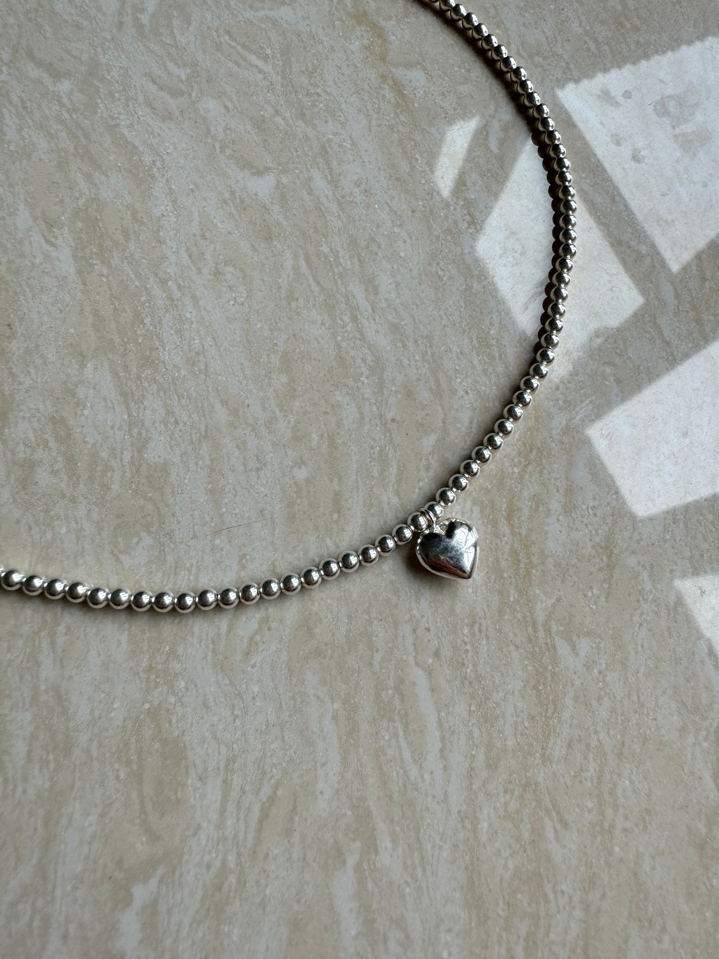 925 Sterling Silver Ball necklace "Heart" Bubble heart ball chain necklace