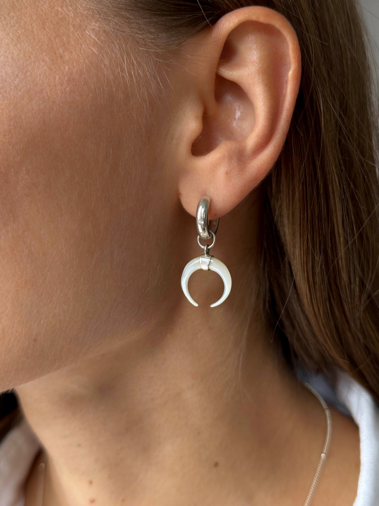 Silver Crescent Moon Earrings