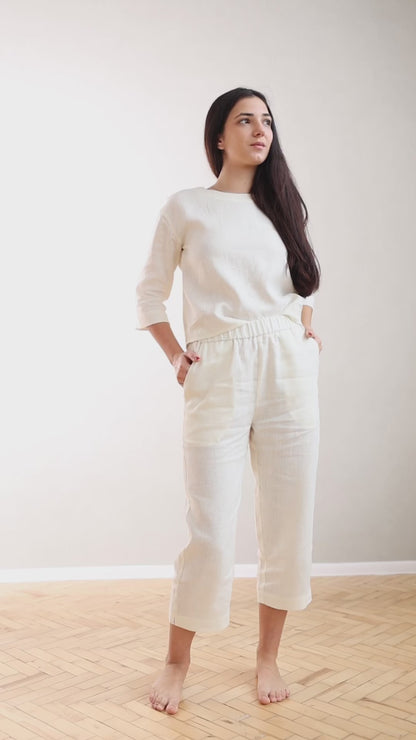Women`s Linen Pajama Set